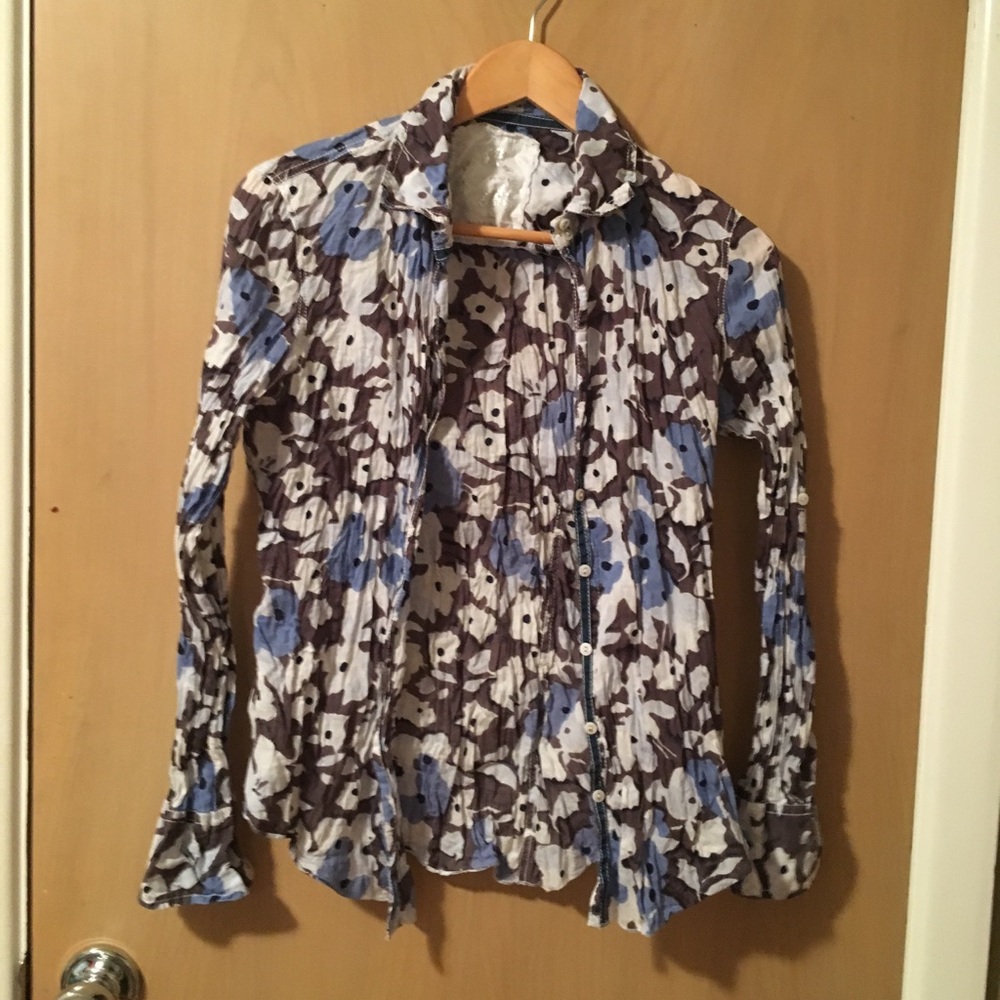 button up crinkle top